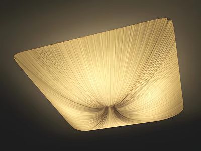 Modern Elegant Ceiling Lamp With Radiating Striped Shade And Warm Illumination 3d model