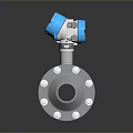 Industrial Flow Meter With Blue Digital Display And Stainless Steel Flange Body