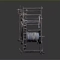Vintage Mechanical Equipment With Metal Frame Gears Pulleys And Reel