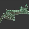 Stone Bridge Components Featuring Carved Railings Stairs Arched Body And Small Plant