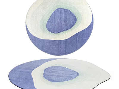 Modern Blue and White Abstract Shaped Rug with Irregular Design for Home Interior 3d model