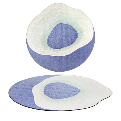 Modern Blue and White Abstract Shaped Rug with Irregular Design for Home Interior 3d model