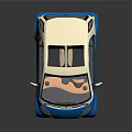 Small Blue And White Two Seater Compact Car With EcoCity Logo And Modern Design