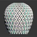 Round Decorative Light With Intricate Geometric Diamond Grid Design And White Green Purple Blue Accents