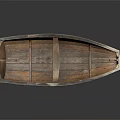 Classic Wooden Boat With Rustic Brown Wooden Planks And Central Seat Structure