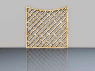 Modern Golden Casement Window With Lattice Design And Decorative Frame 3d model
