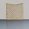 Modern Golden Casement Window With Lattice Design And Decorative Frame