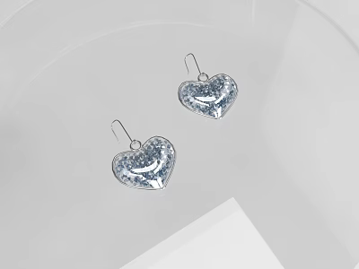 Sparkling Blue Heart Shaped Earrings Trendy Fashion Stylish Jewelry Accessory 3d model