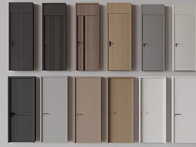 Various Styles Hinged Doors With Wooden Textures Different Colors And Modern Designs 3d model