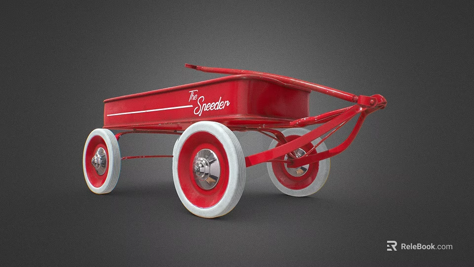 The Streeter Red Toy Wagon With White Wheels And Classic Design 3d model 