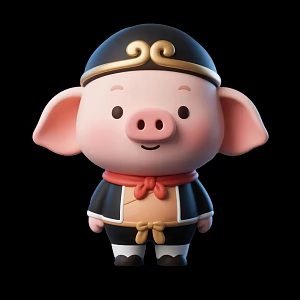 Q version of pig eight quit 3d model