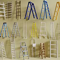 Hardware Tools Collection of Various Ladders in Different Colors and Styles