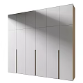 Modern Light Gray Wardrobe Design With Sliding Doors And Decorative Shelves