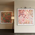 Colorful Abstract Painting With Swirling Patterns Framed For Modern Interior Wall Decor