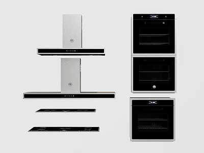 Modern Kitchen Appliances With Range Hood And Built In Ovens Design 3d model
