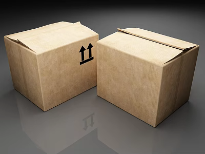 Public Facilities With Cardboard Boxes Featuring Upward Arrows For Handling Purposes 3d model