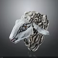 White Sheep Head Sculpture With Orange Eyes For Decorative