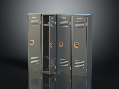 Sturdy Metal Lockers For Hardware Tools Storage With Open Door Design 3d model