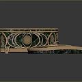 Display Cabinet Shelves Featuring Green Marble Surface Gold Metal Frame Intricate Patterns And Spiral Ornament
