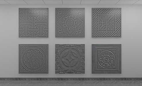 Chinese retro floor tiles 3d model