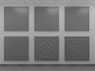 Chinese retro floor tiles 3d model