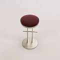 Modern Bar Stool With Red Upholstered Seat And Metal Round Base Design
