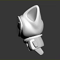 3D White Cat Ear Cartoon Character With Big Black Eyes Red Nose And Heart Shape Chest Design