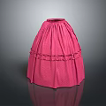 Pink Flared Skirt With Ruffled Layers And Delicate Lace Trim