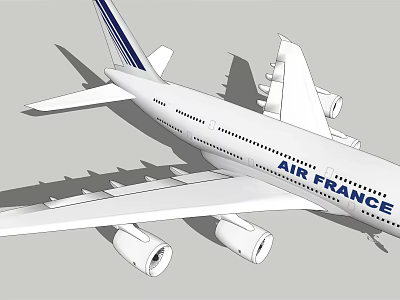 Air France Passenger Airliner With White Body Blue Tail Stripe And Four Engines 3d model