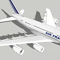 Air France Passenger Airliner With White Body Blue Tail Stripe And Four Engines