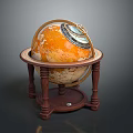 Decorative Globe Ornament Set with Wooden Stand and Intricate Design Elements
