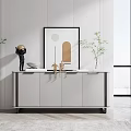 Modern Console Cabinet Sideboard With Minimalist Design Decorative Items And Indoor Plants