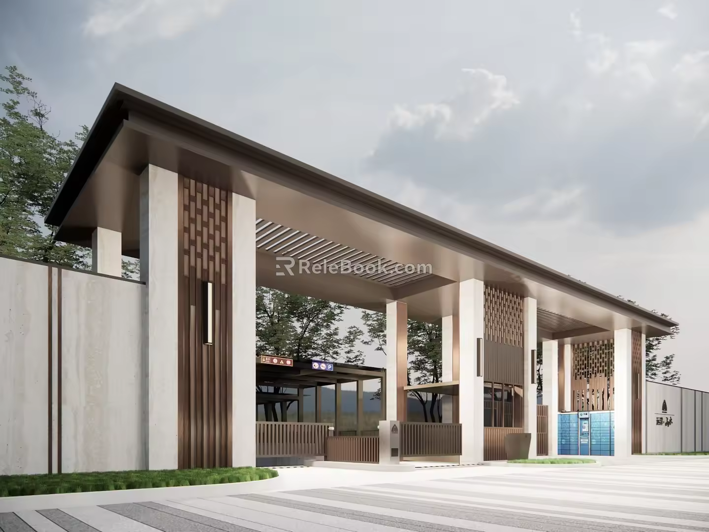 Modern gate community gate head community pedestrian car entrance and exit community guard box community security box entrance gate head community pedestrian gate machine 3d model