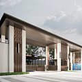 Modern gate community gate head community pedestrian car entrance and exit community guard box community security box entrance gate head community pedestrian gate machine 3d model