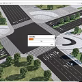 Road Infrastructure With Intersection Roundabout Zebra Crossing Traffic Lanes And Greenery