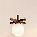 Geometric Cross Wooden Pendant Light With White Glass Globe Shade For Interior Decor