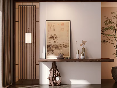 New Chinese-style Middle Ancient Entrance New Chinese-style Middle Ancient Strip Case New Chinese-style Middle Ancient Decorative Painting 3d model