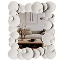 Decorative Round Frame Mirror In Living Room With Sofa Coffee Table And Floor Lamp