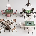 Mahjong Table And Chair Sets In Various Styles With Modern Design And Different Colors 3d model