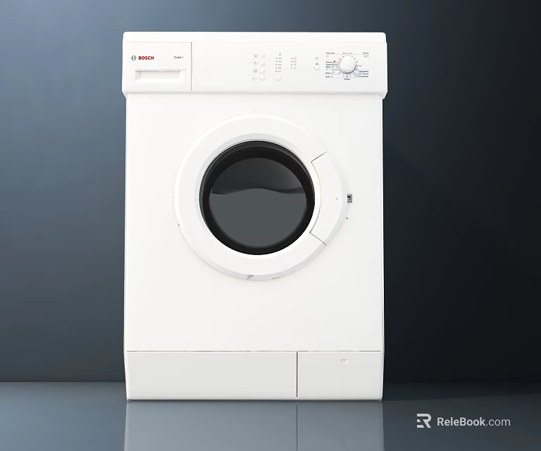 Bosch White Modern Washing Machine With Sleek Design And Round Door 3d model 
