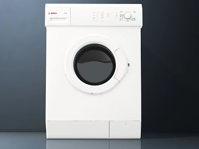 Bosch White Modern Washing Machine With Sleek Design And Round Door 3d model