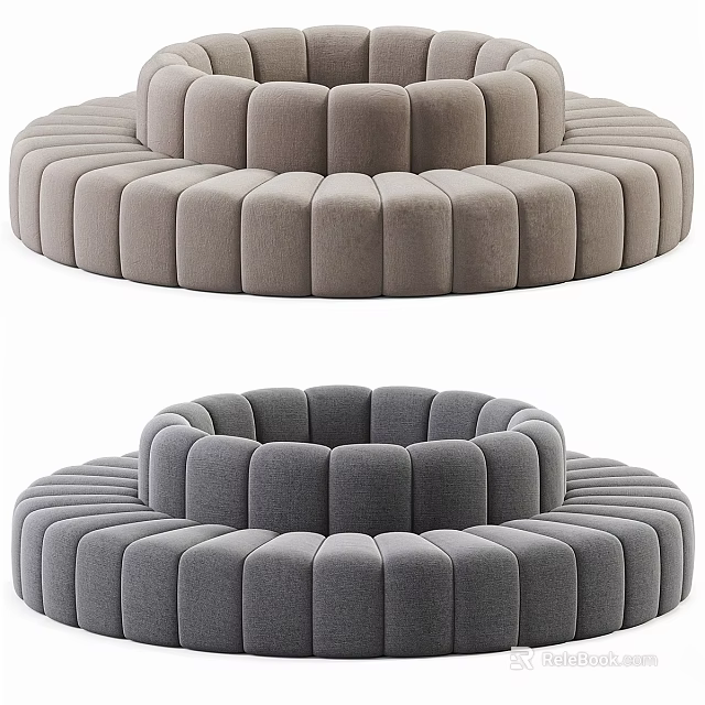 Gray Circular Sectional Sofa With Modern Modular Design And Comfortable Seats 3d model 