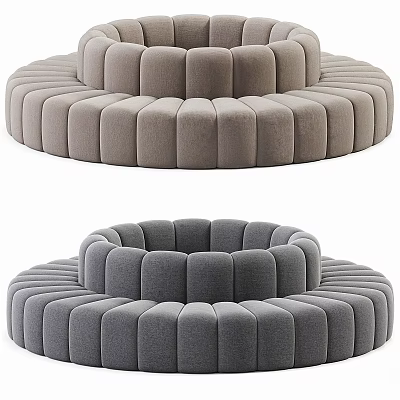 Gray Circular Sectional Sofa With Modern Modular Design And Comfortable Seats 3d model