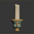 Teal and Gold Ornate Candle Lamp With White Candle Handle and Decorative Base