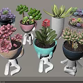 Colorful Succulent Plants in Unique Human Shaped Planters with Pastel Hues