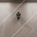 Light Gray Wooden Flooring With Herringbone Pattern And Metallic Sphere Decorative Design