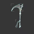 Fantasy Red Ornate Scythe Weapon With Decorative Handle And Sharp Blade 3d model