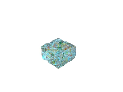 Elegant Decorative Translucent Cube With Light Blue Hue And Colorful Internal Patterns 3d model