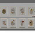 Modern Botanical Wall Art Prints With Gold Frames And Decor Accents 3d model