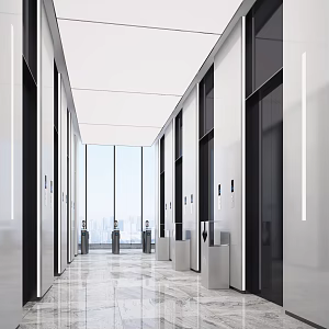 modern elevator hall 3d model